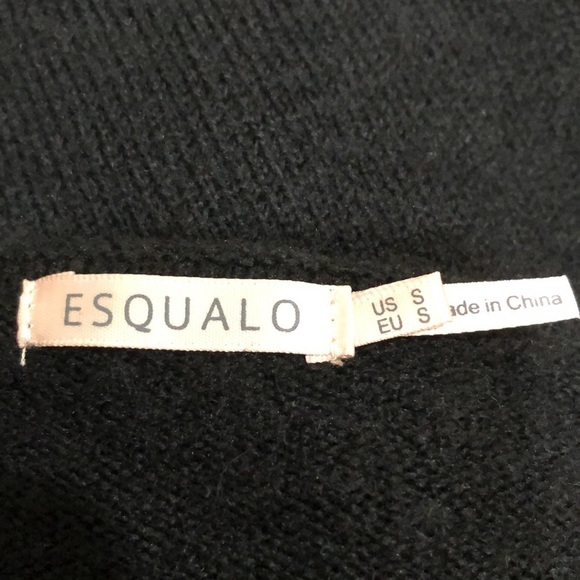 Esqualo Sweater Size Small Black Fuzzy Puff Sleeve Pullover - Picture 7 of 12